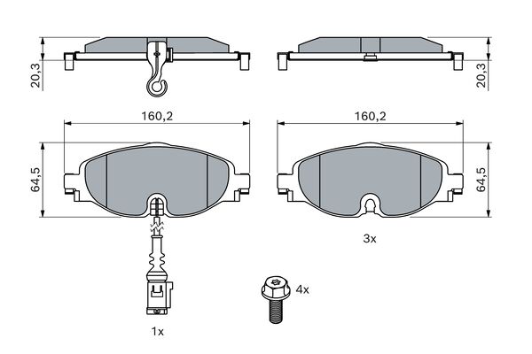 Bosch Front Brake Pads - VW Golf 7 GTi 2.0 TSi (CHH)