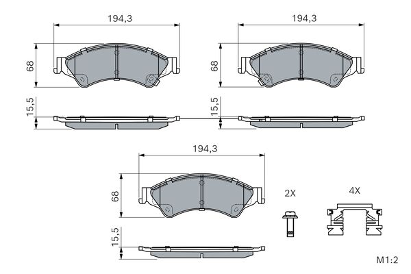 Bosch Front Brake Pads Set - Ford Ranger 2.2/3.2 TDCi