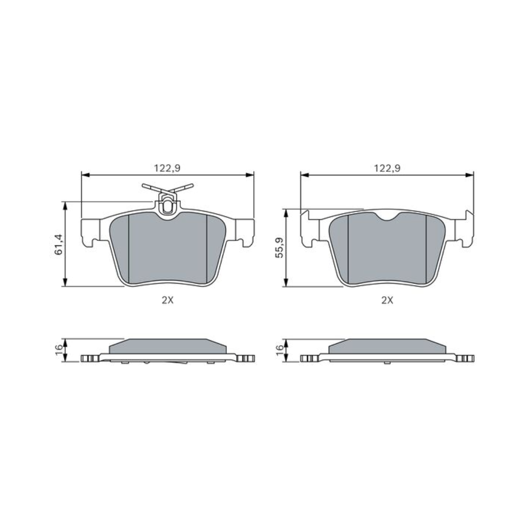 Bosch Rear Brake Pad Set - VW Golf 7R 2.0 TSi (CJX)