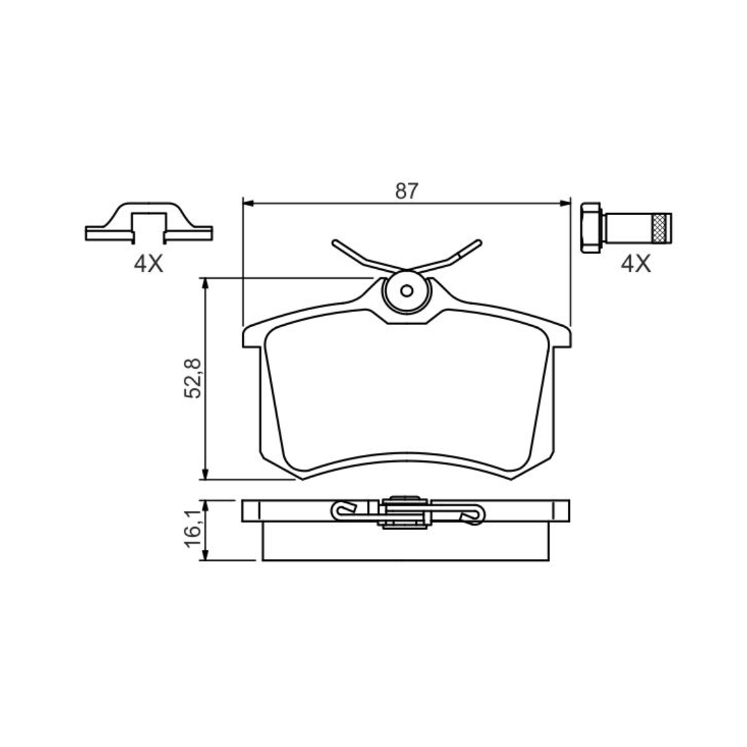 Bosch Rear Brake Pad Set - VW Polo 1.2 TSi (CJZ)