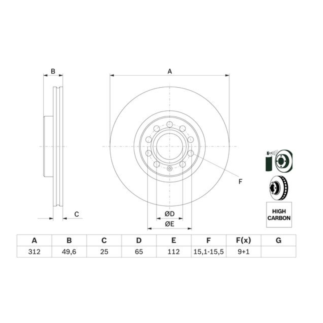 Bosch Front Brake Disc Set(2) - VW Golf 6 GTi (CCZ)