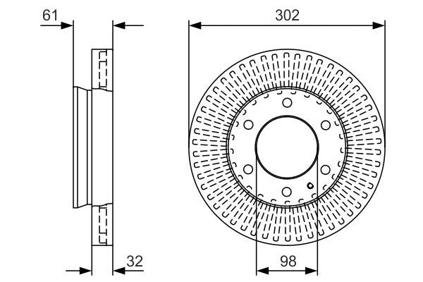 Bosch Front Brake Disc Set - Ford Ranger 2.2/3.2 TDCi